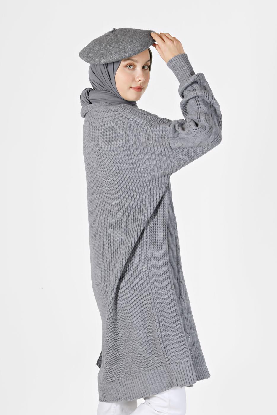 Vêtements hijab GRIS CARDIGAN À MOTIFS 6327