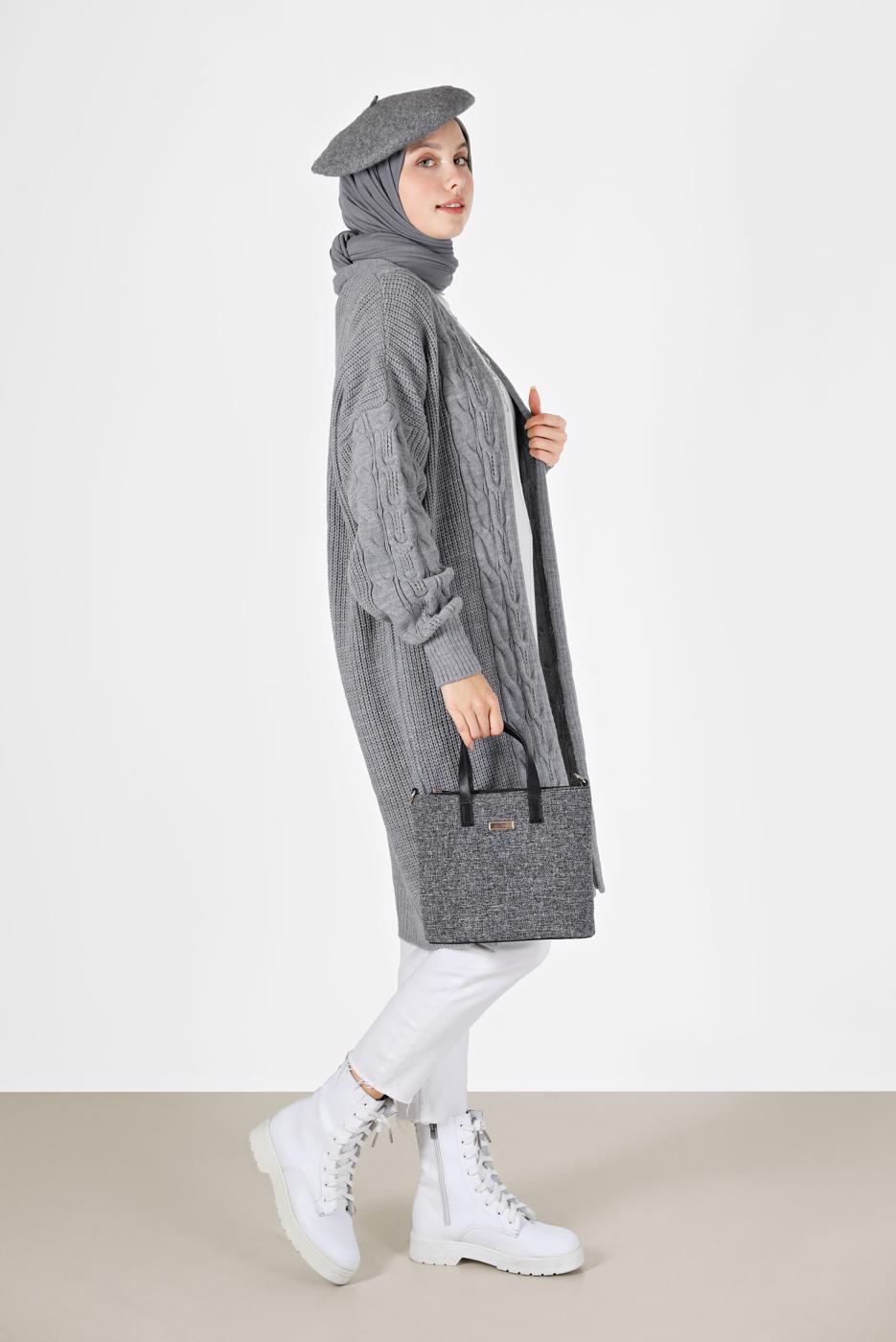 Vêtements hijab GRIS CARDIGAN À MOTIFS 6327