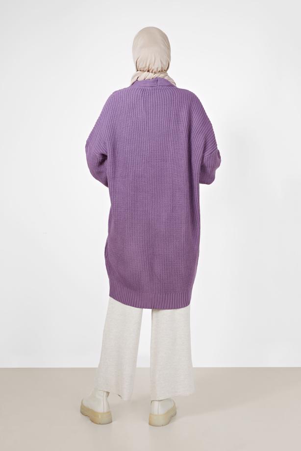 Tesettür giyim  ÖRGÜ DESENLİ HIRKA 6327  - TRENDTESETTÜR