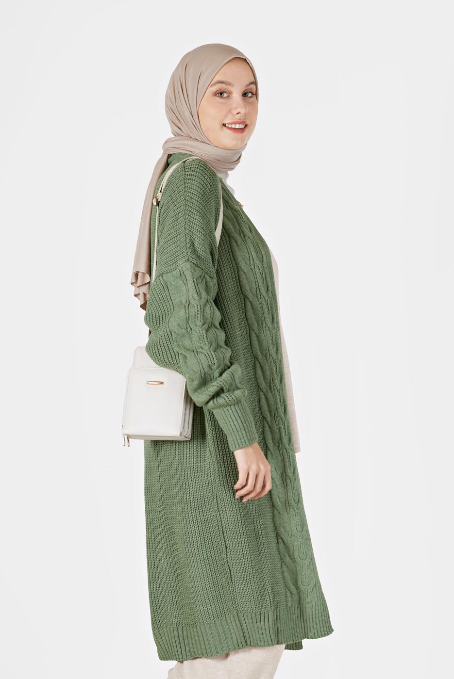Vêtements hijab VERT CARDIGAN À MOTIFS 6327