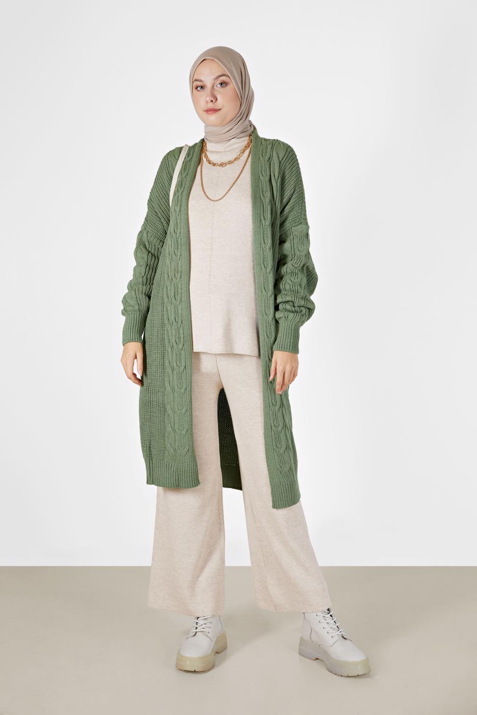 Vêtements hijab VERT CARDIGAN À MOTIFS 6327