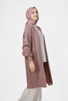 Tesettür giyim PEMBE ÖRGÜ DESENLİ HIRKA 6327 