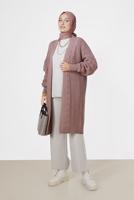 Tesettür giyim PEMBE ÖRGÜ DESENLİ HIRKA 6327 