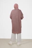 Tesettür giyim PEMBE ÖRGÜ DESENLİ HIRKA 6327 