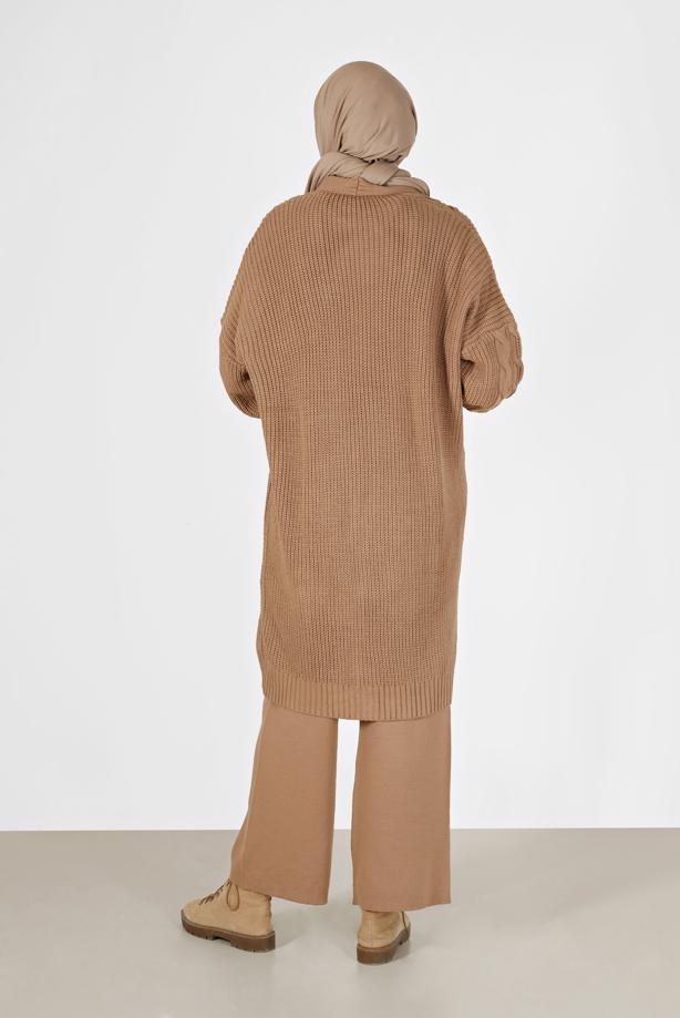 Tesettür giyim  ÖRGÜ DESENLİ HIRKA 6327  - TRENDTESETTÜR