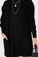 Hijab clothing BLACK HALF SLEEVE POCKET DETAIL CARDIGAN 6627 