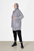 Vêtements hijab GRIS CARDIGAN DEMI-MANCHES AVEC POCHE 6627