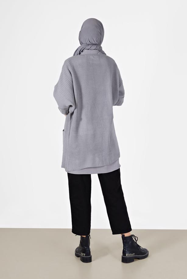 Vêtements hijab  HALF SLEEVE POCKET DETAIL CARDIGAN 6627  - TRENDTESETTÜR