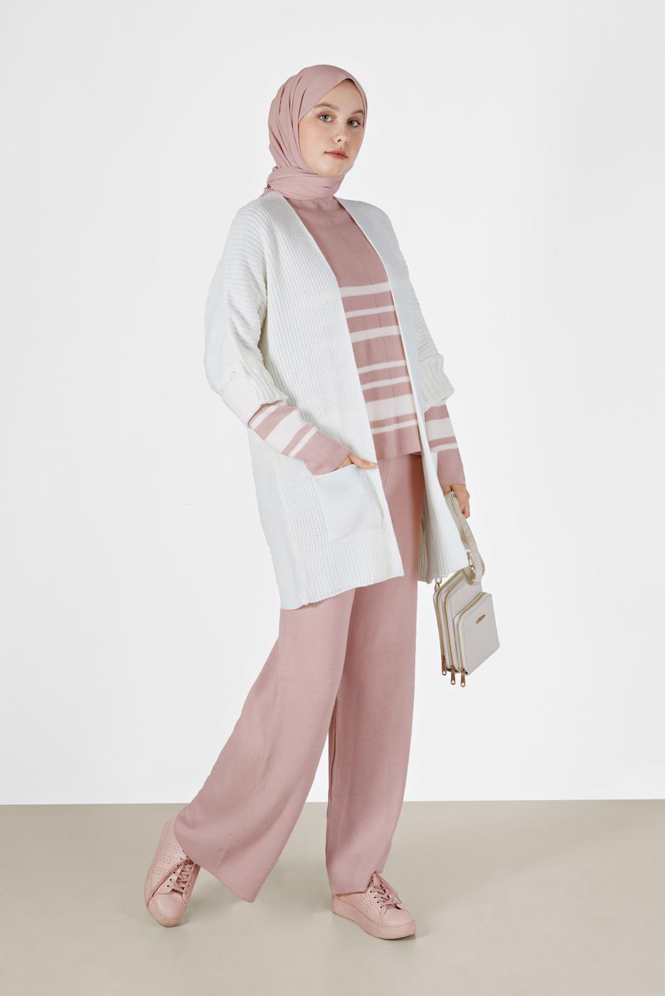 Vêtements hijab BLANC CARDIGAN DEMI-MANCHES AVEC POCHE 6627