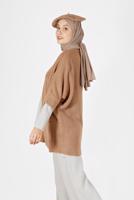 Tesettür giyim KAHVE YARIM KOL CEP DETAYLI HIRKA 6627 