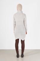 Tesettür giyim KREM BALIKÇI YAKA TRİKO TUNİK 7412 