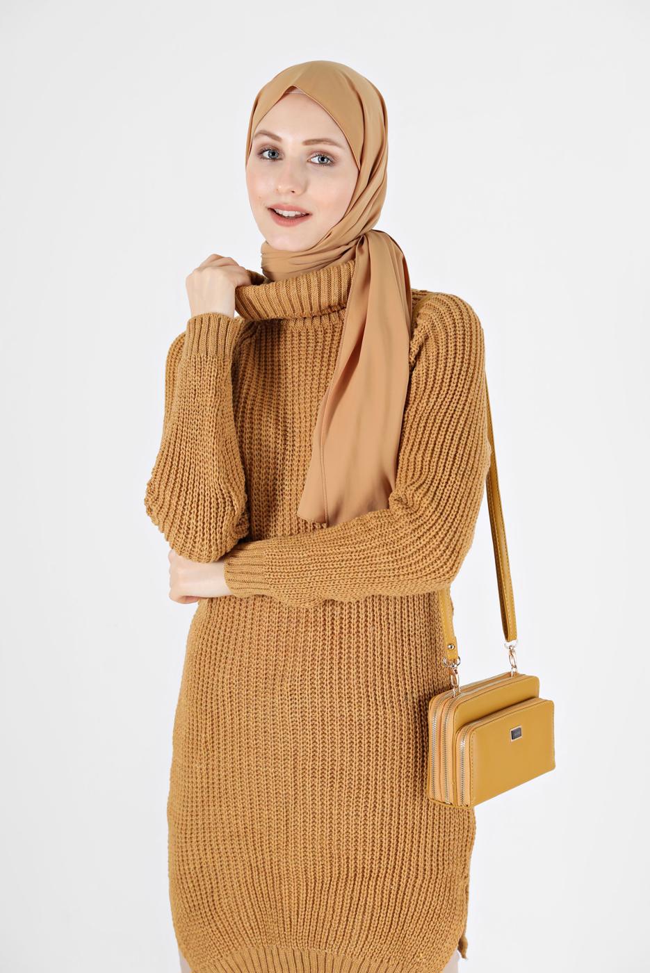 Hijab clothing ORANGE TURTLENECK KNITWEAR TUNIC 7412 