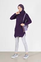 Tesettür giyim MOR BALIKÇI YAKA TRİKO TUNİK 7412 