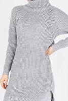 Tesettür giyim GRİ BALIKÇI YAKA TRİKO TUNİK 7412 