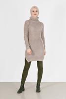 Tesettür giyim BEJ BALIKÇI YAKA TRİKO TUNİK 7412 