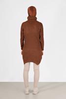 Tesettür giyim KAHVE BALIKÇI YAKA TRİKO TUNİK 7412 