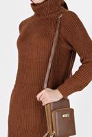 Tesettür giyim KAHVE BALIKÇI YAKA TRİKO TUNİK 7412 