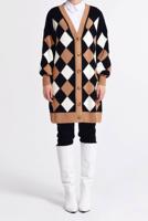 Tesettür giyim SİYAH KARE DESENLİ DÜĞMELİ HIRKA 9527 