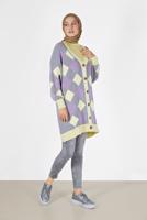 Tesettür giyim GRİ KARE DESENLİ DÜĞMELİ HIRKA 9527 