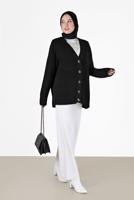 Tesettür giyim SİYAH DÜĞME DETAYLI BASIC TRİKO HIRKA 9905 