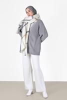 Hijab clothing GREY BUTTON DETAIL BASIC KNITWEAR CARDIGAN 9905 