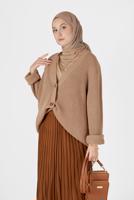 Hijab clothing BROWN BUTTON DETAIL BASIC KNITWEAR CARDIGAN 9905 