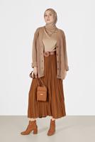 Hijab clothing BROWN BUTTON DETAIL BASIC KNITWEAR CARDIGAN 9905 