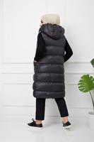 Tesettür giyim SİYAH CEPLİ KAPÜŞONLU ŞİŞME YELEK T 00044 