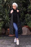 Tesettür giyim SİYAH KAPÜŞONLU KAPİTONE ŞİŞME YELEK 0021	