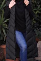 Tesettür giyim SİYAH KAPÜŞONLU KAPİTONE ŞİŞME YELEK 0021	