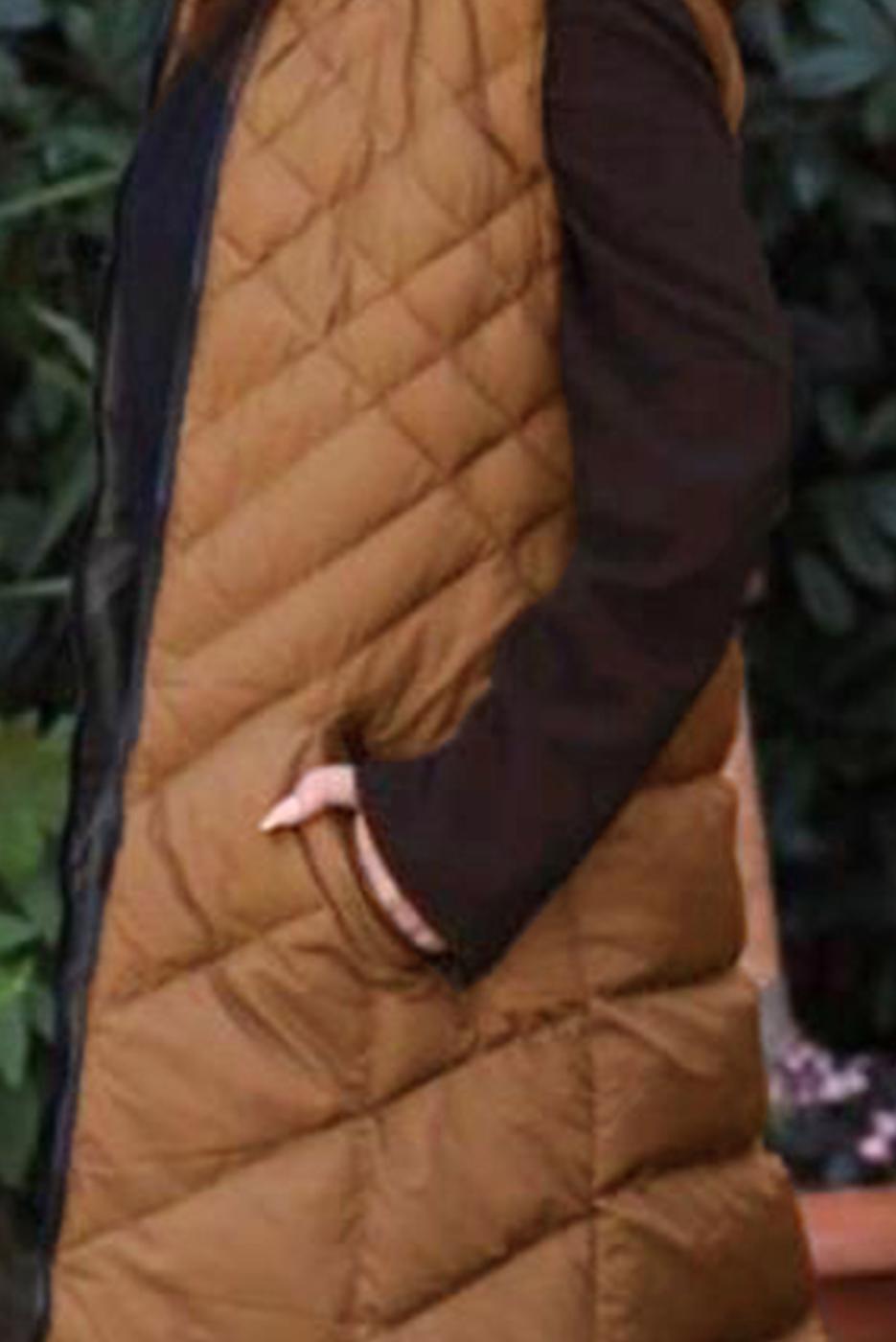 Tesettür giyim KAHVE KAPÜŞONLU KAPİTONE ŞİŞME YELEK 0021	