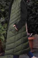 Tesettür giyim HAKİ KAPÜŞONLU KAPİTONE ŞİŞME YELEK 0021	