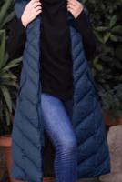 Tesettür giyim LACİVERT KAPÜŞONLU KAPİTONE ŞİŞME YELEK 0021	