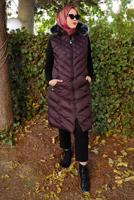 Tesettür giyim MÜRDÜM KAPÜŞONLU KAPİTONE ŞİŞME YELEK 0021	