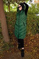 Hijab clothing GREEN HOODED QUILTED PUFFER VEST 0021 