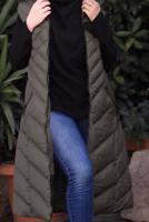 Tesettür giyim VİZON KAPÜŞONLU KAPİTONE ŞİŞME YELEK 0021	