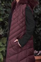 Tesettür giyim BORDO KAPÜŞONLU KAPİTONE ŞİŞME YELEK 0021	