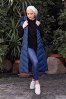 Hijab clothing NAVY BLUE HOODED QUILTED PUFFER VEST 0021 