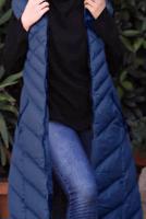 Hijab clothing NAVY BLUE HOODED QUILTED PUFFER VEST 0021 