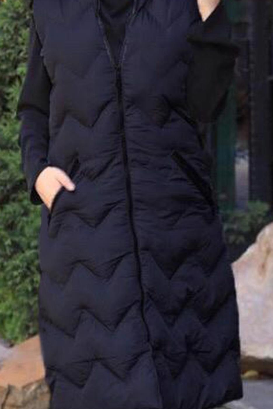 Tesettür giyim SİYAH KAPÜŞONLU CEP DETAYLI ŞİŞME YELEK 0031 