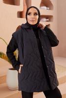 Hijab clothing BLACK SNAP DETAIL QUILTED GILET 0520 