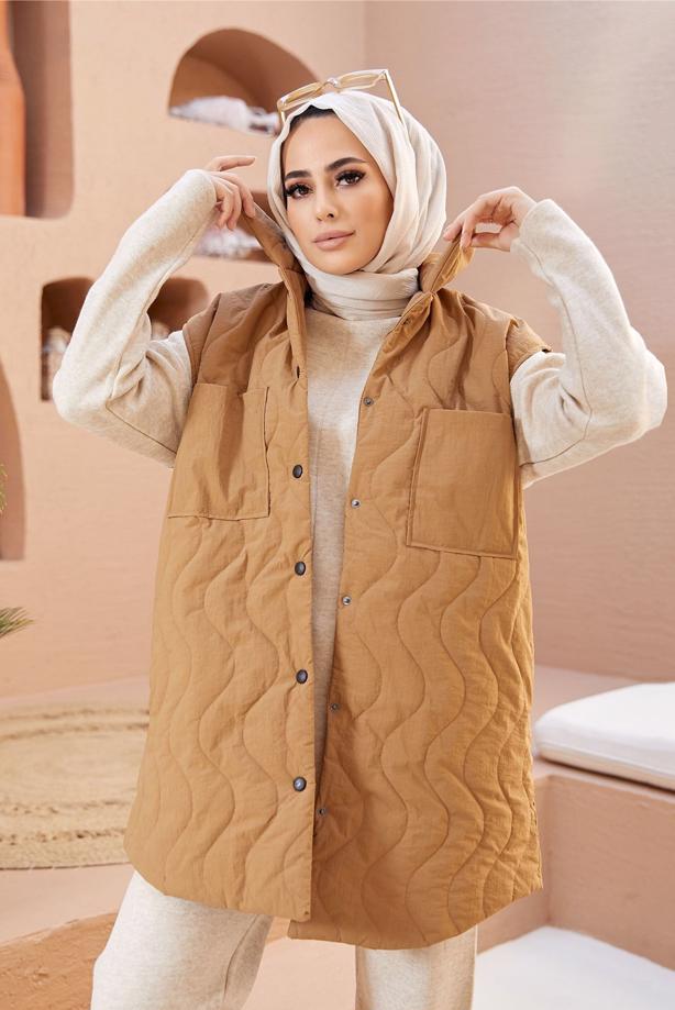 Hijab clothing  SNAP DETAIL QUILTED GILET 0520  - TRENDTESETTÜR
