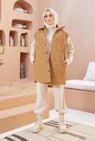 Hijab clothing BROWN SNAP DETAIL QUILTED GILET 0520 