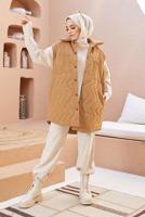 Hijab clothing BROWN SNAP DETAIL QUILTED GILET 0520 