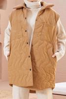 Hijab clothing BROWN SNAP DETAIL QUILTED GILET 0520 