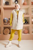 Tesettür giyim BEJ ÇITÇITLI KAPİTONE YELEK 0520 