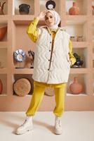 Tesettür giyim BEJ ÇITÇITLI KAPİTONE YELEK 0520 