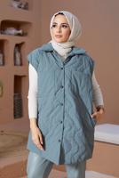 Hijab clothing BLUE SNAP DETAIL QUILTED GILET 0520 
