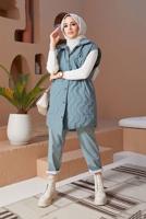 Hijab clothing BLUE SNAP DETAIL QUILTED GILET 0520 