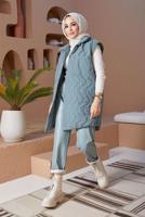 Hijab clothing BLUE SNAP DETAIL QUILTED GILET 0520 